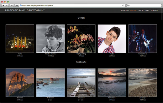 Exemple de Galerie de photographie de site Web. 