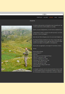 Example of a biography Page of Photography website.